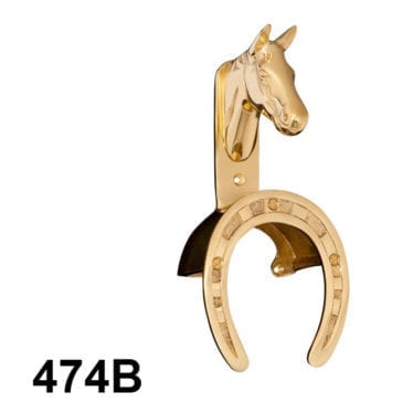 Horse Head with Horseshoe - Brass - Premier Equestrian