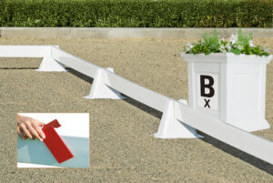 dressage arena with flower box