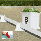 dressage arena with flower box
