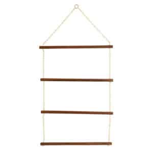 24 inch tiered wood and brass blanket rack