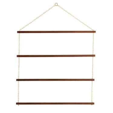 36 inch tiered wood and brass blanket rack