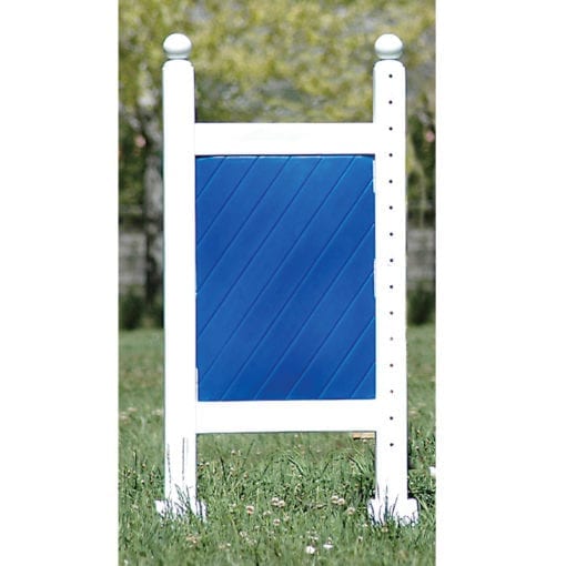 blue and white horse jump standards