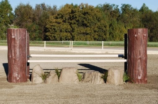 horse jump logs and rock
