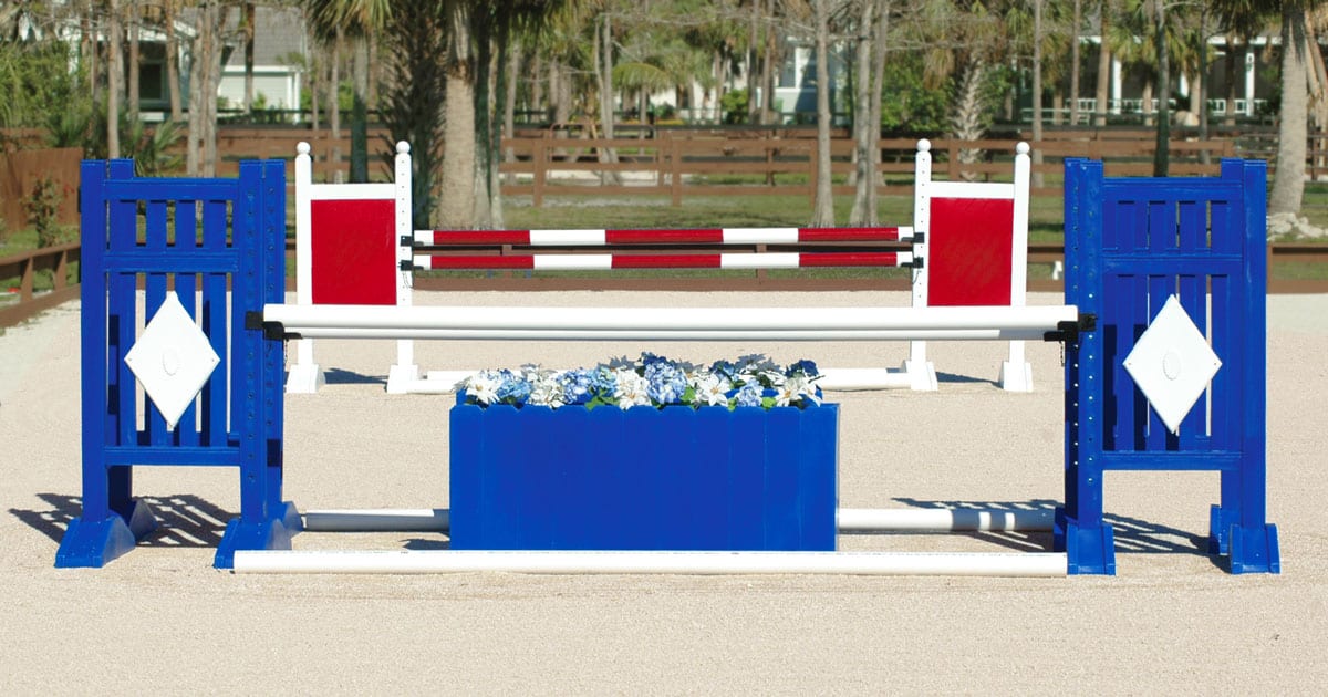 3 x Blue & Yellow Plastic Show Jump Poles for Horse Jumps 