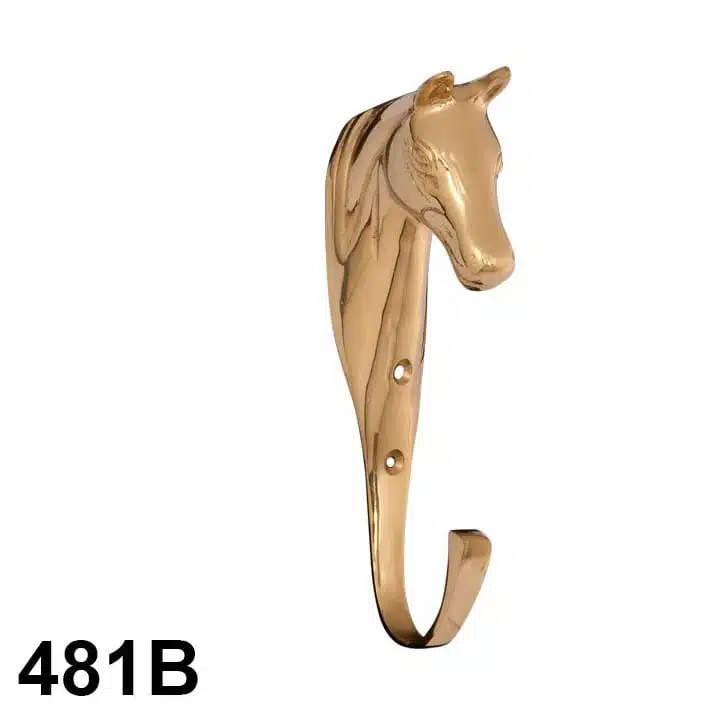 Horse Head Hook 6 - Brass - Premier Equestrian