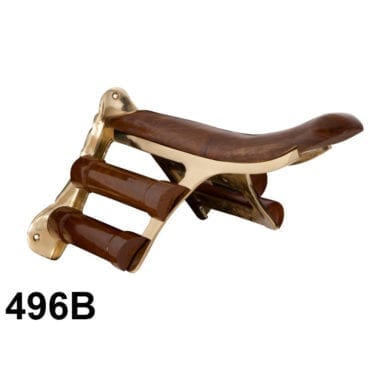 Wood and brass saddle rack