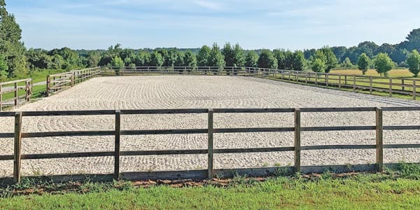 outdoor riding arena groomed
