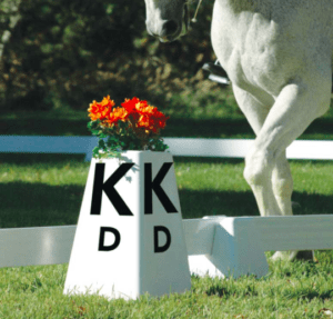 Berkshire dressage letter with gray horse