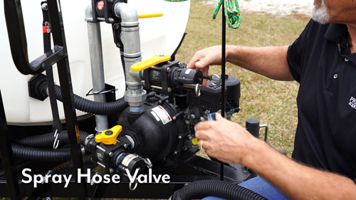 Water wagon spray hose valve