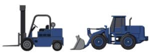 blue forklift and tractor
