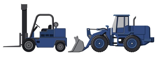 blue forklift and tractor
