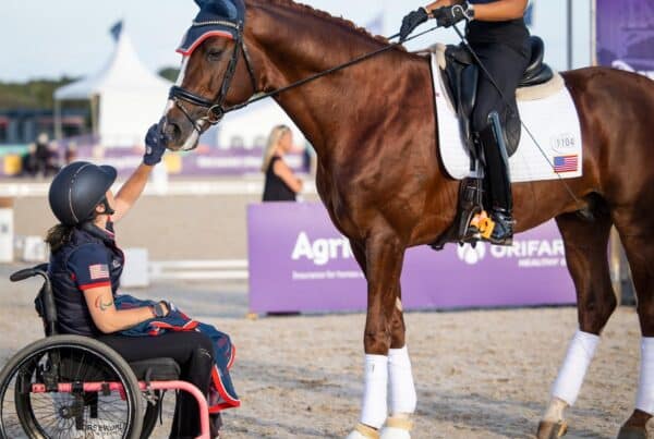 US Paralympic athlete meeting dressage horse