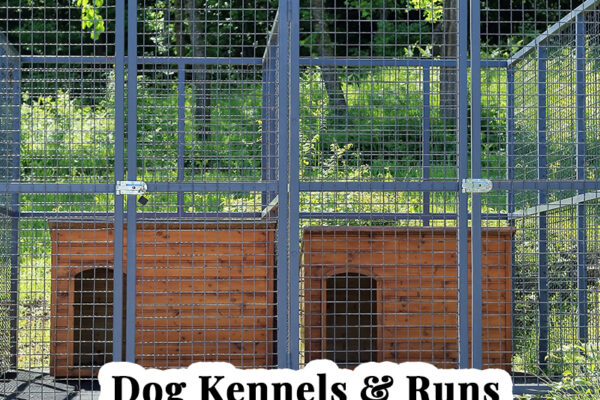 brown wooden dog house in the cage outdoors