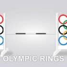 Olympic rings themed kid horse jump