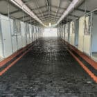 rubber paver bricks in barn aisle