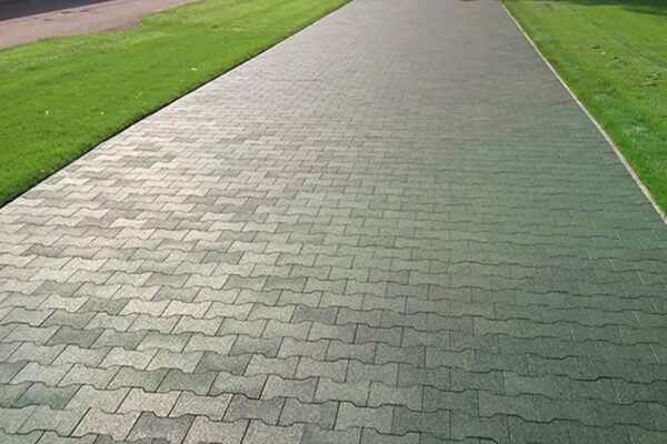 Rubber paver walkway on a property