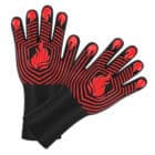 red and black fire safety gloves
