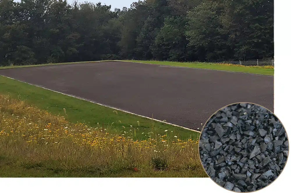 crumb rubber in a dressage arena