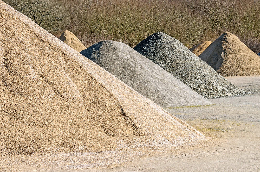 piles of sand at a quarry